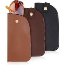 3pcs Soft Glasses Cases 3 Colors PU Leather Eyeglasses Case 3.6 x 7 Inch Half Slip Sunglasses Pouch Leather Eyeglass Pouch Holder Portable Glasses Case for Women Men Adults
