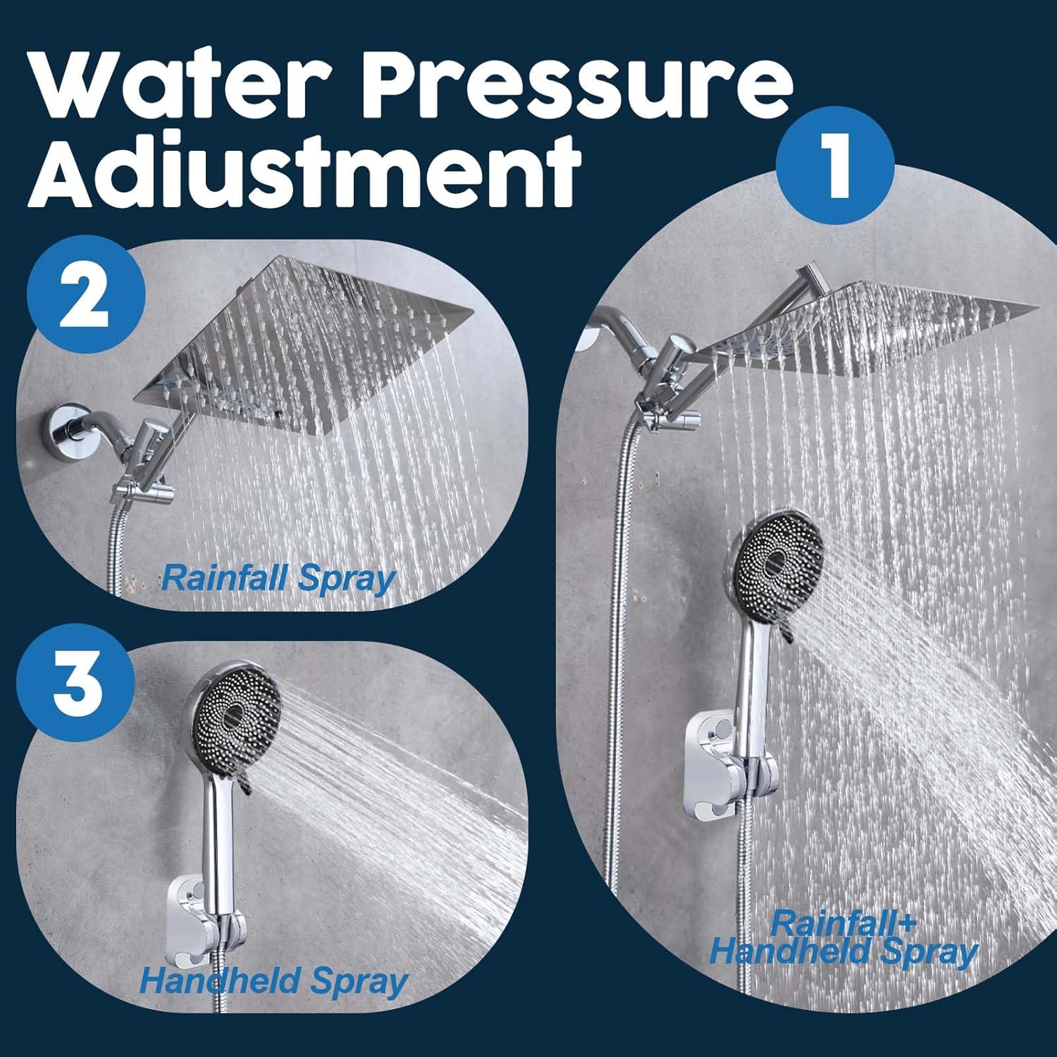 Tmdioo Shower Head Combo with Rain Head and Handheld, 3 Modes photo 7