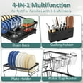 thumbnail image 3 of Glovv 2 Tiers Detachable Dish Drying Rack, Collapsible over the Sink Dish Rack, Versatile Racks for Kitchen Counter with Auto Drainage System and Breathable Mesh, Black, 3 of 10