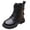 Black, variant on Girls Leather Mid Calf Boots Lace Up Low Heel Non Slip Fall Winter Fashion Princess Boots Beige Size 13.5 Little Kid