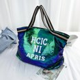 thumbnail image 2 of Bolsa de compras cruzados con lentejuelas y letras para mujer, de hombro grande (verde) Likrtyny Para Estrenar, 2 of 9