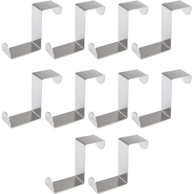 Lot de 7 Crochets par-Dessus la Porte, Crochets Réglables en Acier Inoxydable à Déplacement Libre, Cintre de Porte Réversible en Forme de Z pour Suspendre Vêtements, Serviettes, Manteaux et Plus (Argent)