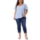 thumbnail image 2 of Blusa de verano de gasa con cuello en V y mangas acampanadas para mujer de tallas grandes Agnes Orinda 4X azul, 2 of 5