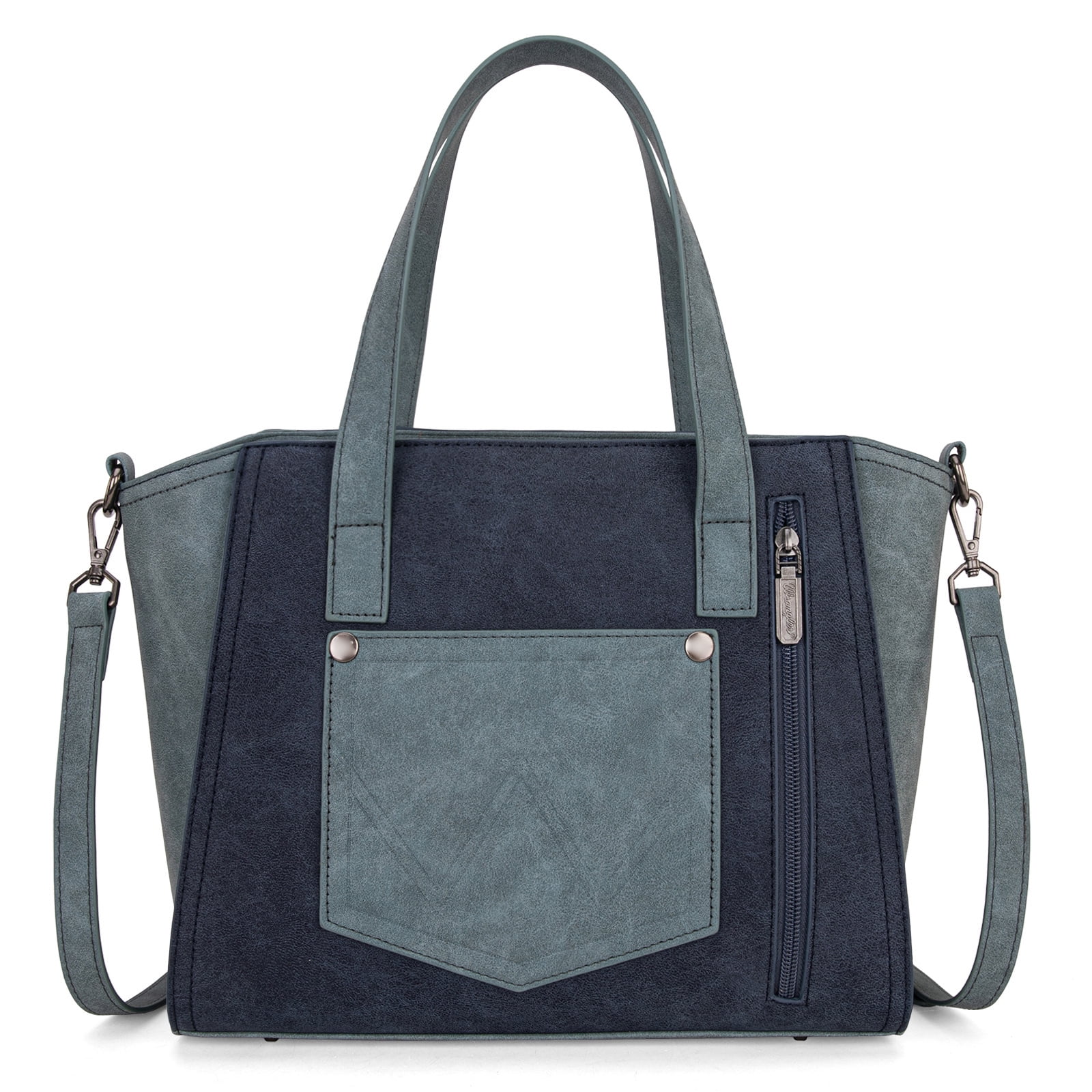 Wrangler Color Block Tote Bag for Women - Stylish Large Shoulder Purse and Handbag, Navy