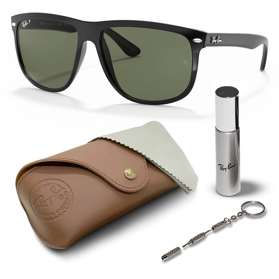 Ray-Ban RB4147 BOYFRIEND POLARIZED Square Shaped Sunglasses for Men & Women - Includes Official Rayban Eyewear Kit - Ideal Formal & Casual Wear Sunglasses - Dark Green Lens