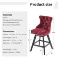 thumbnail image 2 of Swivel Counter Height Bar Stools Set of 4, Modern Bar Stools for Kitchen Island, Red Barstools with Backs, Sillas para Barra de Cocina, Velvet Island Chairs with Wood Legs (Burgundy, 4Pcs), 2 of 6
