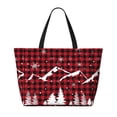 thumbnail image 2 of Balery Christmas Tree Buffalo Plaid Beach Travel Bag - Water-Resistant, Large Capacity Lightweight Tote with 7 Pockets for Women and Men - Perfect for Beach, Pool, Gym, and Travel, 2 of 7