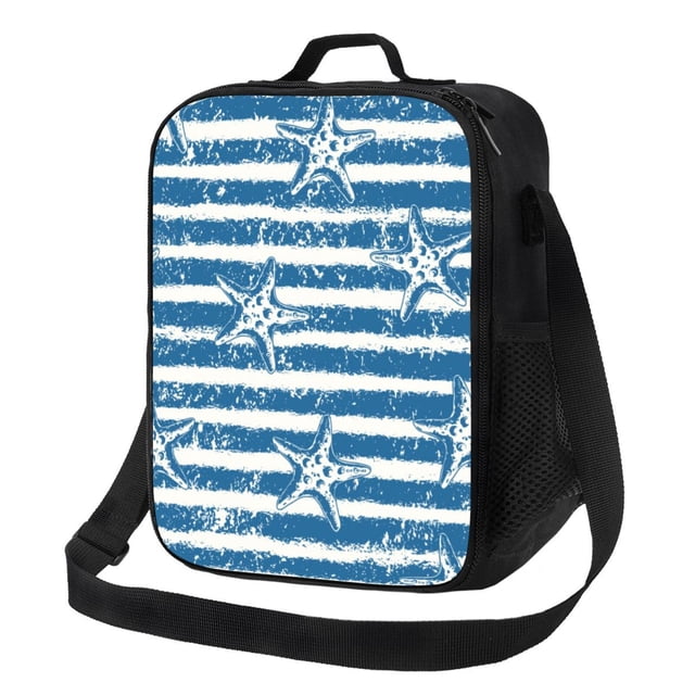 Disketp Ocean on Striped Bolsa Térmica Estampada para Almuerzo, Lonchera para Hombres y Mujeres Adultos