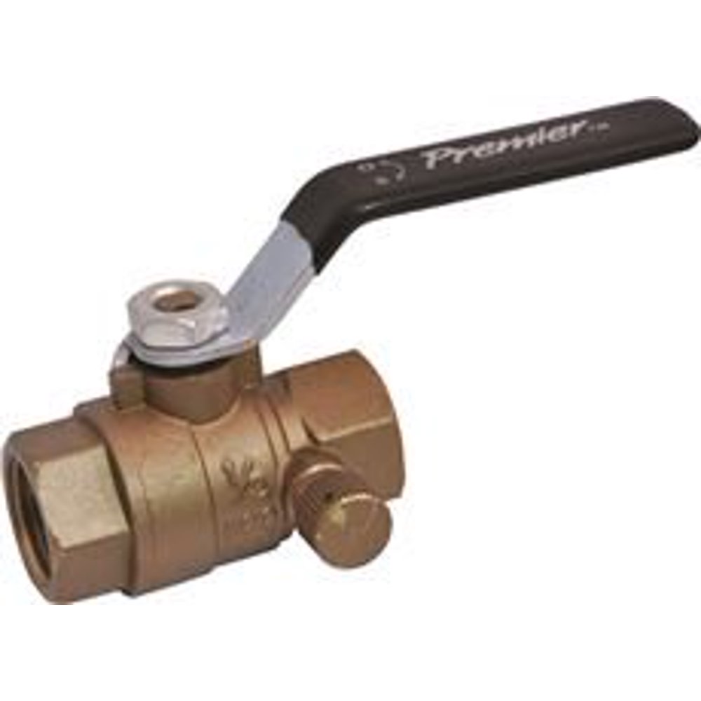 PREMIER® FULL PORT BALL VALVE WITH DRAIN THREADED, 1/2 IN., LEAD FREE
