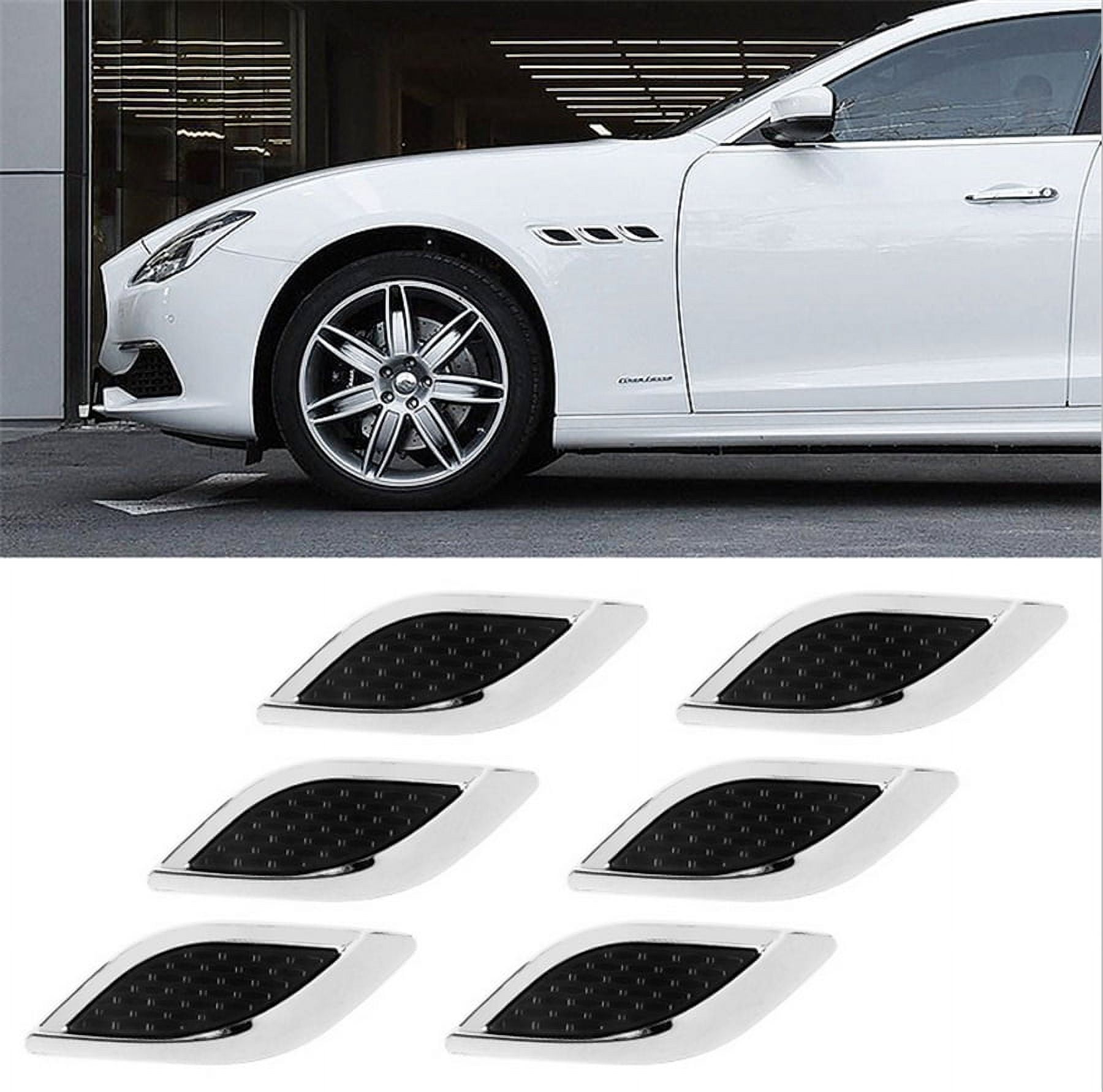 6Pcs Vivid Chrome Metal Car Fender Hood Air Vent Trim Shark Gill Intake Sticker
