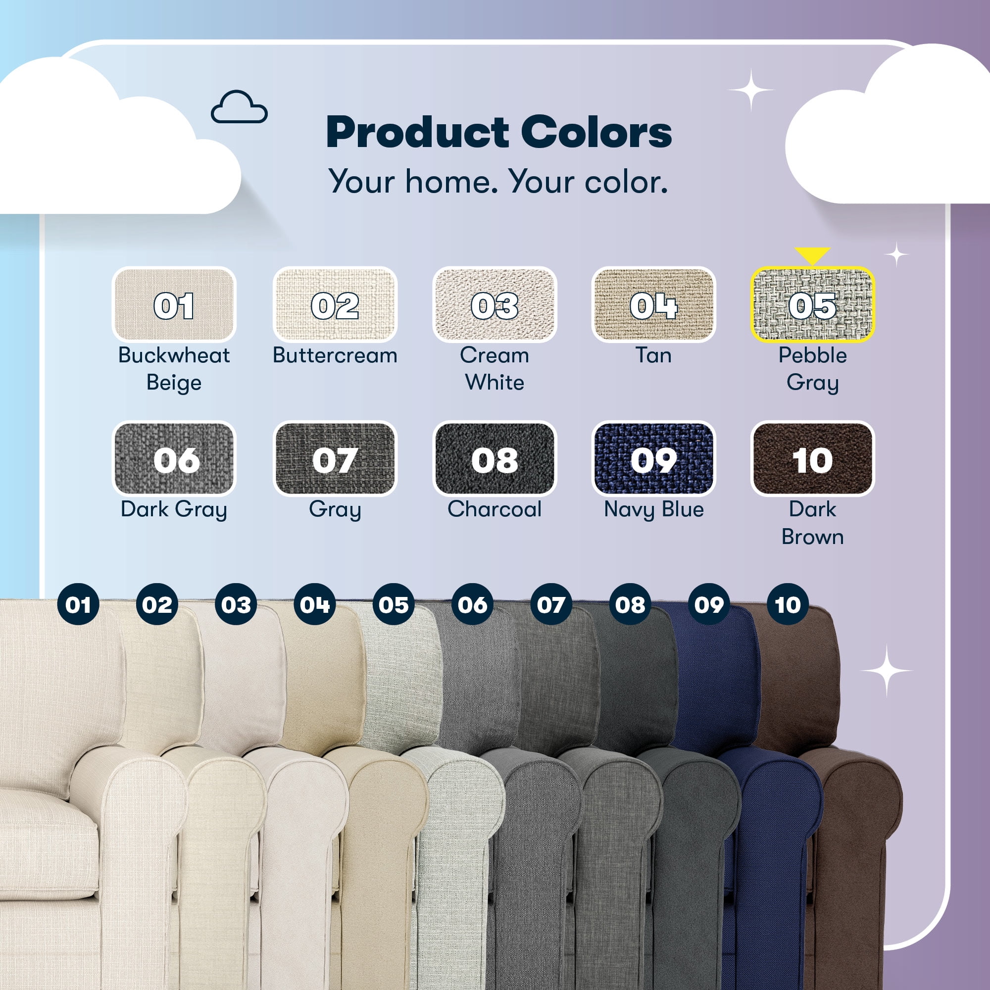 Serta Copenhagen 61" Rolled Arm Sofa, Easy Care Polyester, Loveseat or Couch for Small Spaces, Living Rooms or Bedrooms, Pebble Gray