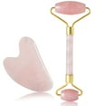 thumbnail image 1 of Masseur Facial pour Rides Rouleau de Jade Rose Authentique & Rouleau de Quartz Rose – Rouleau de Jade pour Rouleau Facial, Rouleau de Jade Naturel en Pierre de Jade Rose et Ensemble d'Outils Gua Sha, 1 of 7