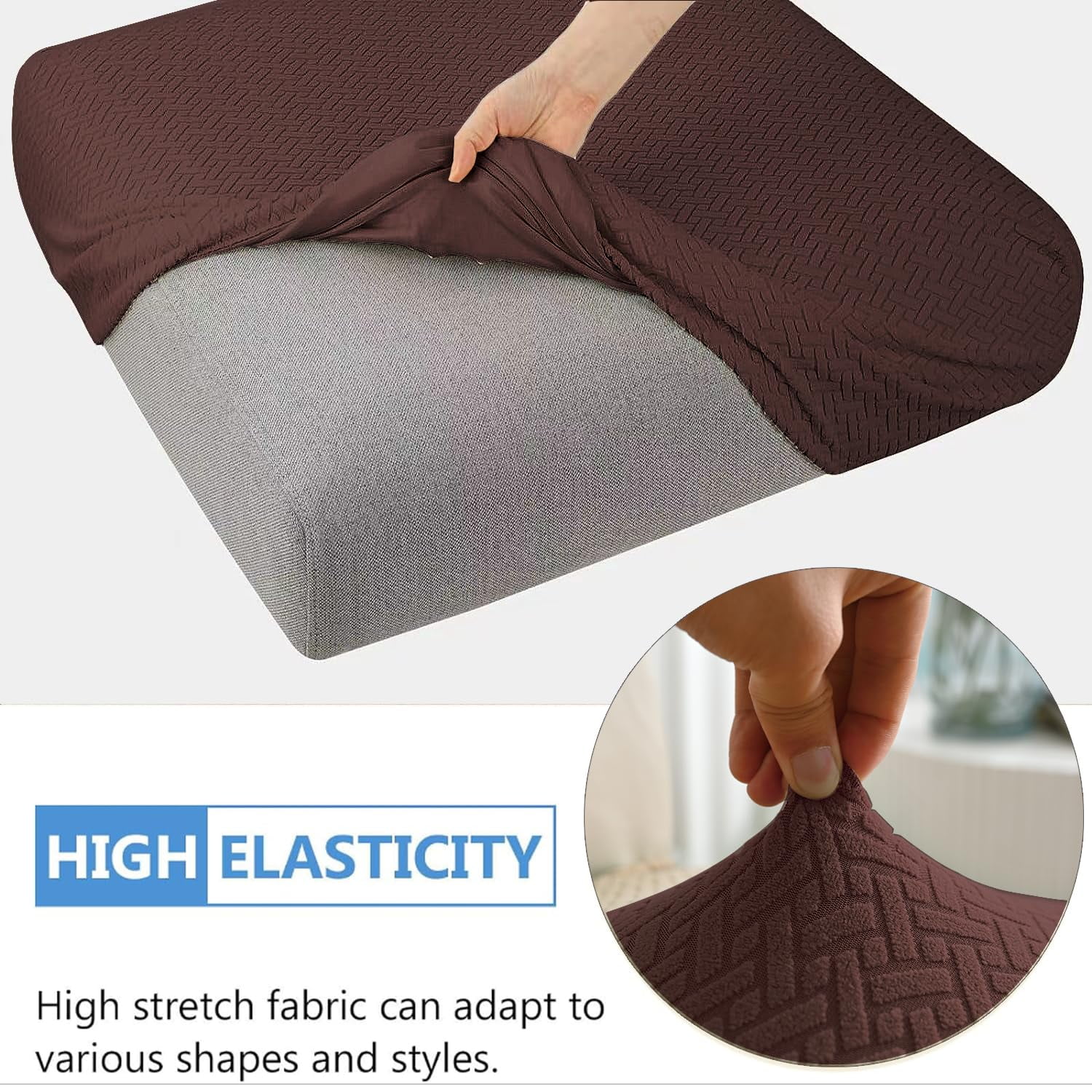 Outdoor Waterproof Couch Cushion Covers, Stretch Individual Patio Chair Cushion Outdoor Seat Cushion Pad
