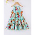 thumbnail image 3 of 3T Baby Girls Dress 4T Girls Sleeveless Dress Flower Print Toddler Girls Summer Halter Floral Dress Green, 3 of 8