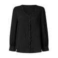 thumbnail image 4 of Long Sleeve Tops for Women Tops for Women Trendy Women Spring And Autumn Lace V Neck Plain Lace Elegant Shirt Fashion Solid Color Elegant Blouse Short Sleeve Comfy Soft Tee, 4 of 4