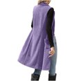 thumbnail image 6 of FchengtaiS Womens Corduroy Long Vest Double Breasted Sleeveless Blazer Jackets Business Casual Fall Outerwear Outfits with Pockets, 6 of 6