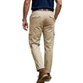 thumbnail image 5 of Mens Cotton Linen Golf Dress Pants with Cargo Pocket Classic Fit Flat Front Hidden Expandable Waist No Iron Wrinkle Free Business Casual formal Work to Weekend Big and Tall Size M-3XL Khaki, 5 of 5