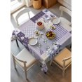 thumbnail image 6 of Spring Floral Table Cloth, Waterproof Tablecloth for Square Tables, Dark Purple Flowers Patchwork Grid Bohemia Reusable Washable Fabric Table Cover for Restaurant Kitchen Dining Tables 60"x60", 6 of 9