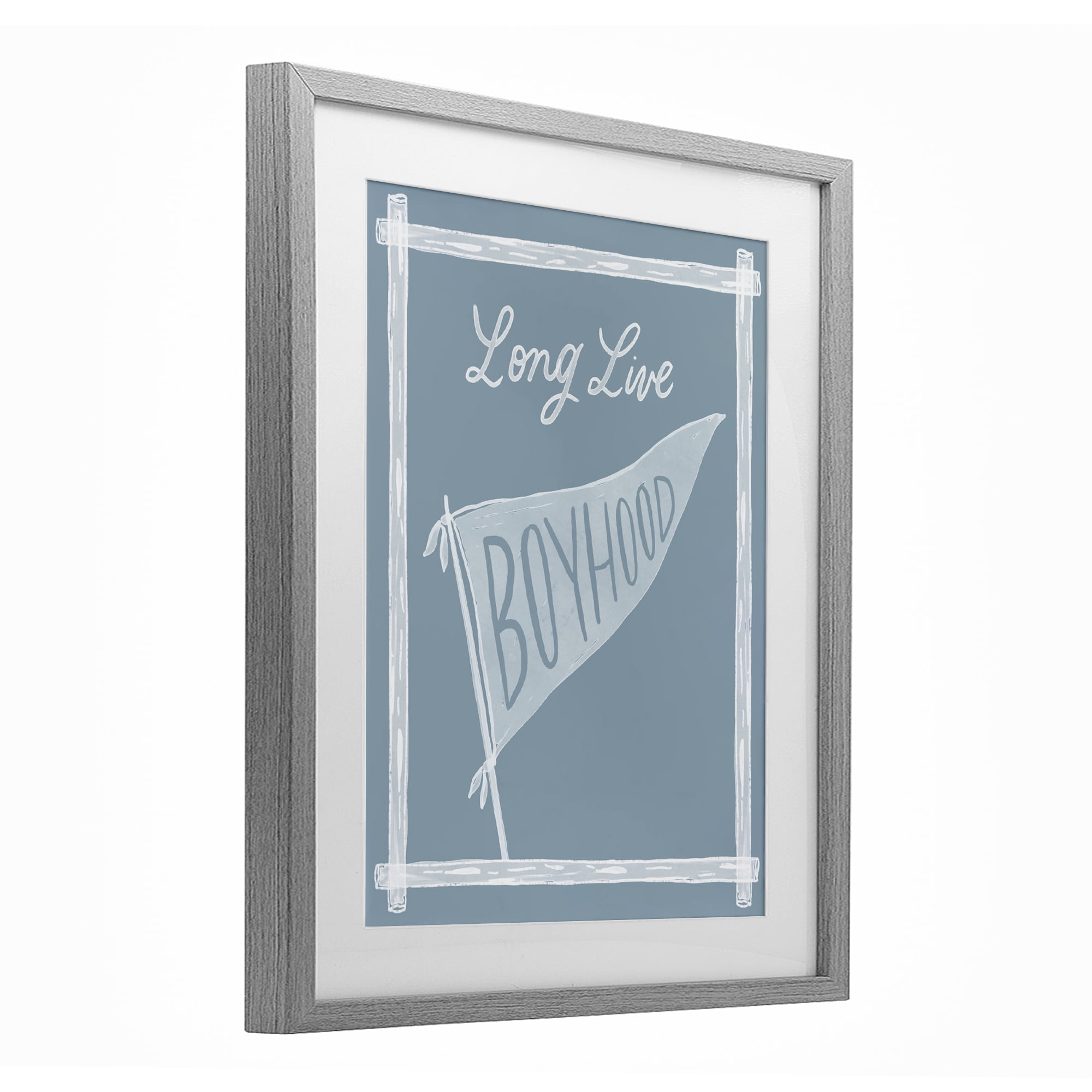 Stupell Industries Long Live Boyhood with Border Gray Framed Print Under Glass, design by Cherrywood Lane