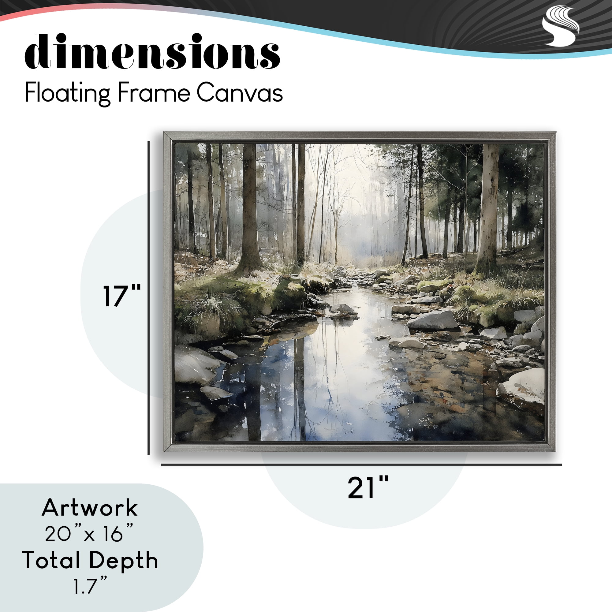 Stupell Industries Rock Creek in Morning Mist Gray Framed Floater Canvas Wall Art, design by Franklyn Gregory