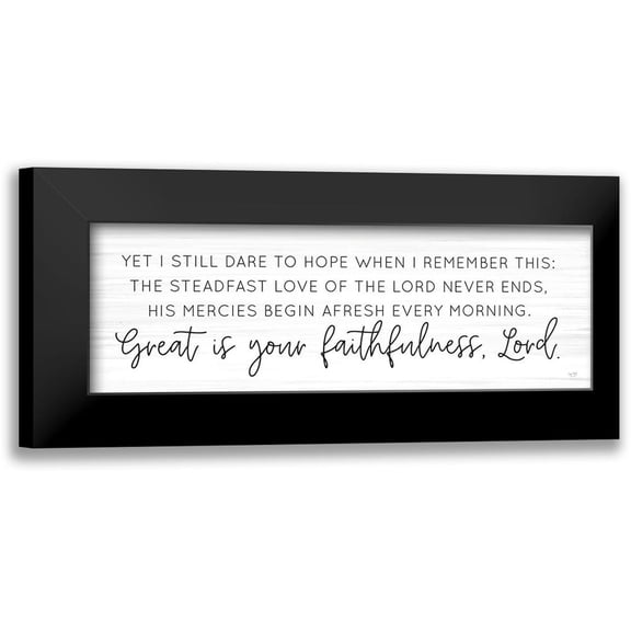 Lux Me Designs 14x7 Black Modern Framed Museum Art Print Titled - Great is Your Faithfulness