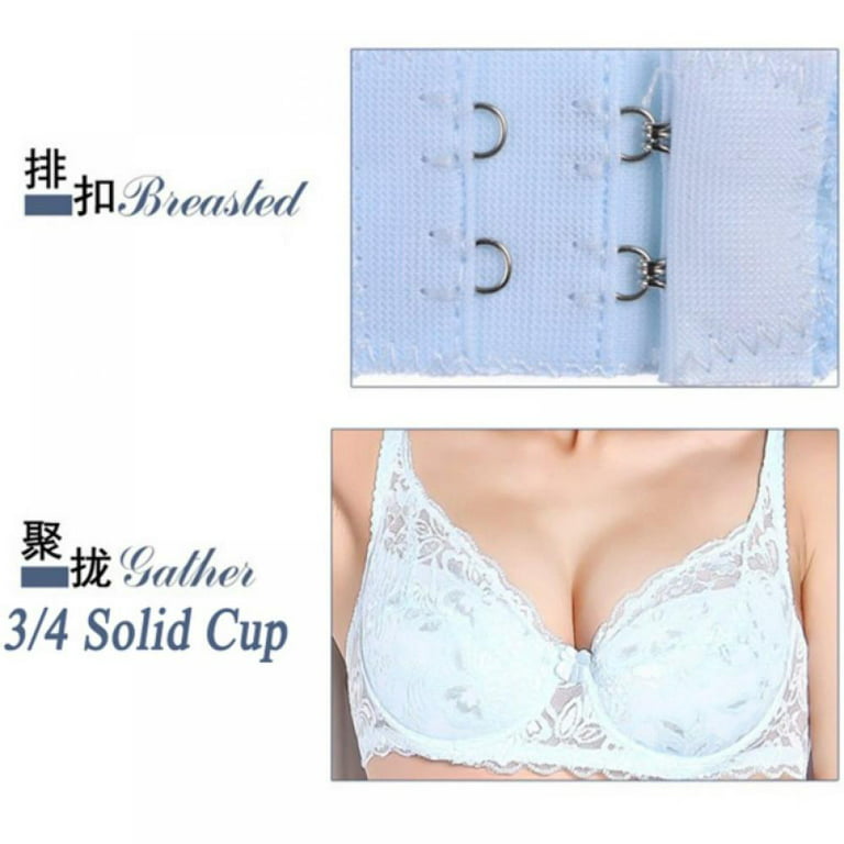 Women's 3/4 Cup Coverage Lace Bra Underwire Support Push Up Bra 