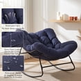 thumbnail image 5 of Dovov Outdoor Rocking Chairs Set of 2, Oversized Papasan Rocking Chairs with Cushion, Outdoor Recliner Rockers for Porch Patio Garden Backyard Lawn Deck Balcony Living Room Bedroom, Navy Blue, 5 of 11