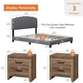 thumbnail image 5 of WAMPAT Queen Size Platform Bed Frame with 2 End Tables, Upholstered Platform Bed & Set of 2 Nightstands for Bedroom, Gray and Brown, 5 of 7