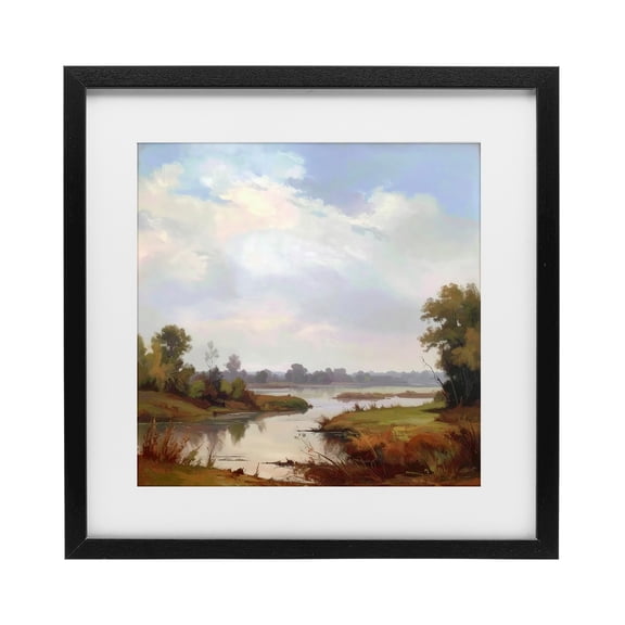 Stupell Industries Transitional Riverside Grove Landscape Black Framed Print Under Glass, 13 x 13, by Alonza Saunders