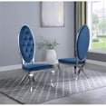thumbnail image 3 of Silver Stainless Steel 7 Piece Dining Set with Marble Table and Navy Chairs, 3 of 3