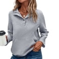 thumbnail image 2 of Yuhangmm Women Hoodies Long Sleeve Hoodless Sweatshirt Casual Crewneck Pullover Soft Comfortable Blouse Top for Everyday Style Grey S, 2 of 9