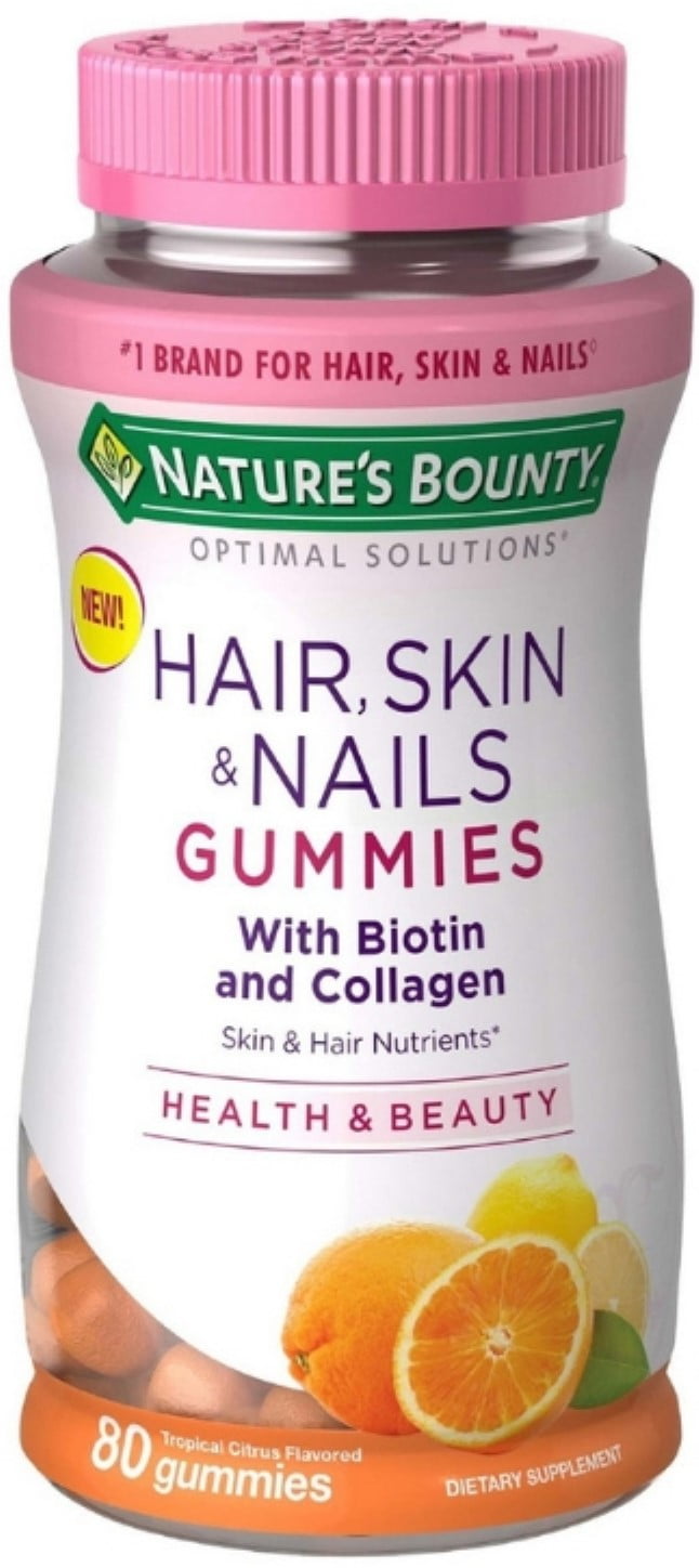 Nature's Bounty Hair, Skin, & Nail Health with Biotin & Collagen Dietary  Supplement Gummies, Orange, 80 ea (Pack of 2) 