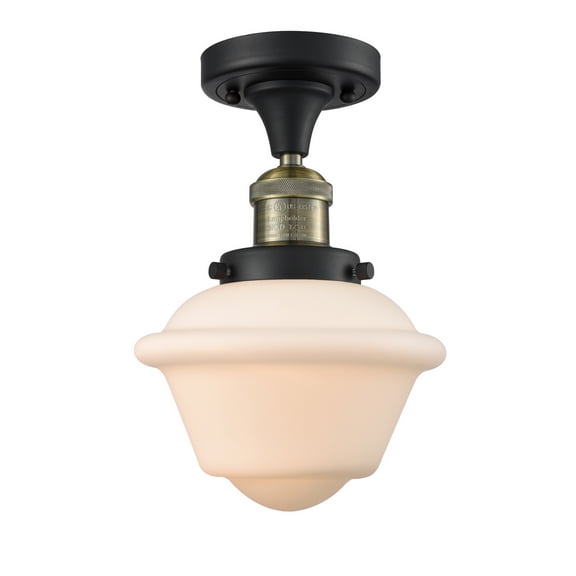 Innovations 1-LT LED Small Oxford 11" Semi-Flush Mount - Black Antique Brass - 517-1CH-BAB-G531-LED