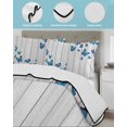 thumbnail image 4 of Quilts Full Size Bedding Set, Blue Butterfly Lightweight Quilted Comforter, Farmhouse Country Animals Wooden Grain Soft Reversible Bedspread Coverlet with Pillow Covers for All Season, 78" x 90", 4 of 7