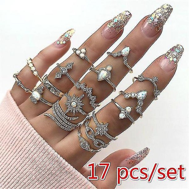 17 unids/set anillo de moda YONGSHENG color oro estilo Bohemia