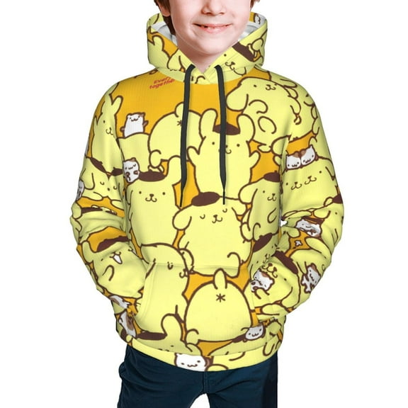 Sanrio Pompompurin Kids' Hoodie 3d Print Sweatshirt Soft Pullover Hooded With Big Pockets For Boys Or Girls Small
