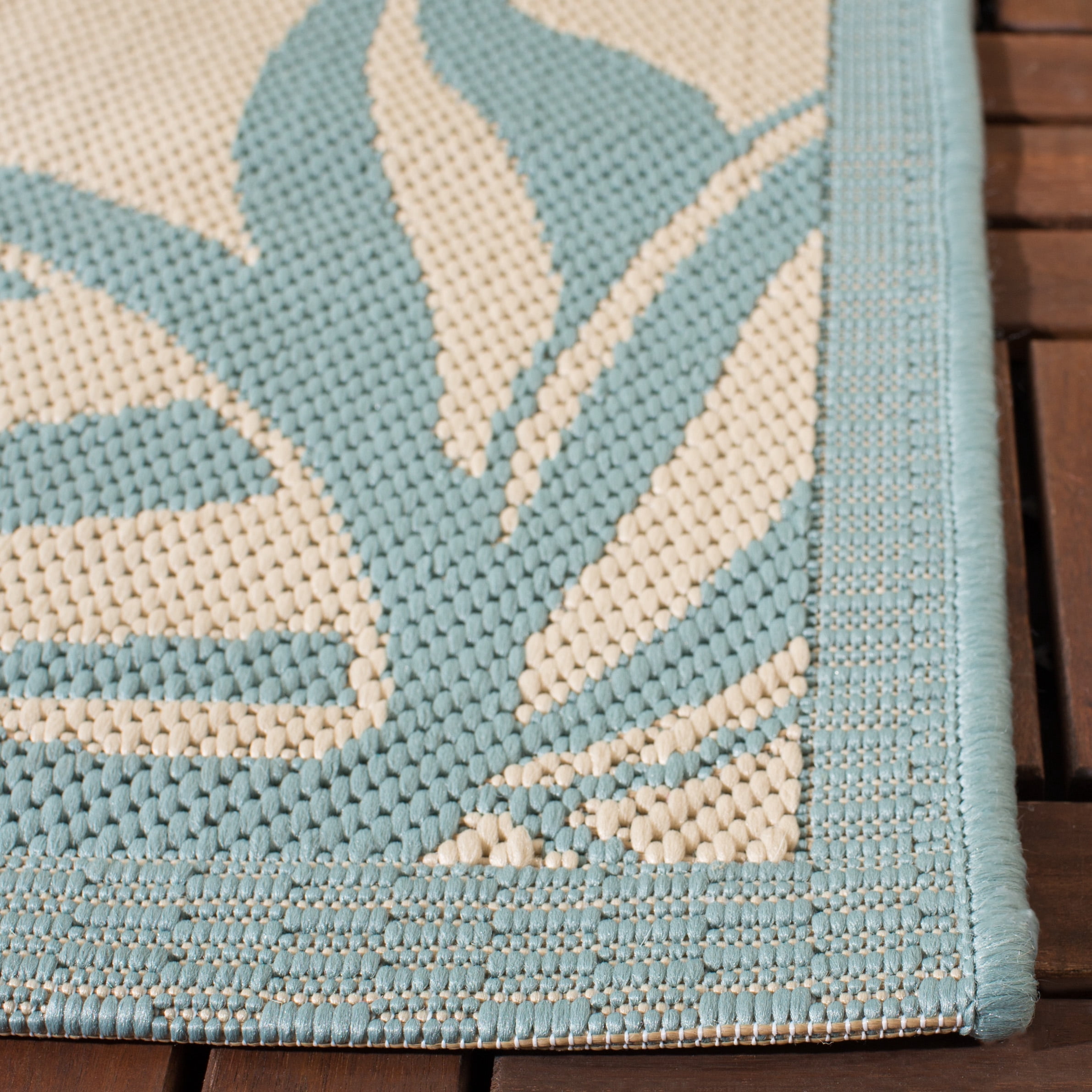 Safavieh Courtyard Bryanna Floral Indoor/Outdoor Area Rug, Cream/Aqua, 8' x 11'