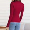 thumbnail image 4 of ZHYou No Boundaries Womens Classic Collar V Neck Long Sleeve Tops,Slim Fit,Stretchy Basic Knitted Shirts,Red,Size S, 4 of 7