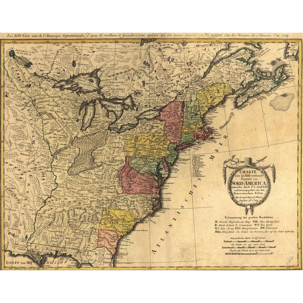 Map Showing The Newly Independent United States In 1784 Following The ...