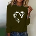 thumbnail image 2 of ibuvkizy Valentine's Day!Womens Sweatshirt Printed Round Neck Pullover Long Sleeved Casual Womens Sweatshirts Army Green,M, 2 of 4