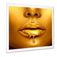 thumbnail image 2 of Designart 'Gold Paint Drips From Sexy Girl Lips' Modern Framed Art Print, 2 of 4
