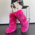 thumbnail image 5 of Women Winter Fluffy Faux Fur Knee High Boots Outdoor Non-slip PVC Soles Warm Snow Boots, 5 of 5