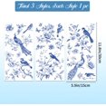 thumbnail image 3 of 3 Sheets Blue and White Porcelain Furniture Transfer 6x12inch Peacock and Flowers Rub on Transfer Self-Adhesive Wall Art Decals for Bedroom Living Room Desk Table Decoration, 3 of 8
