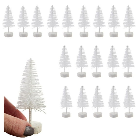 20pcs White Bottle Brush Trees - for Christmas Decor - Factory Direct Craft