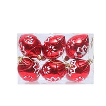 LanSuare 6Pcs Christmas Irregular Ball Hanging Ornaments, Red White Shatterproof Abnormal Pendant, Suitable for Porch, Wall, Indoor Home Decor, Front Entry, Christmas Tree Decor