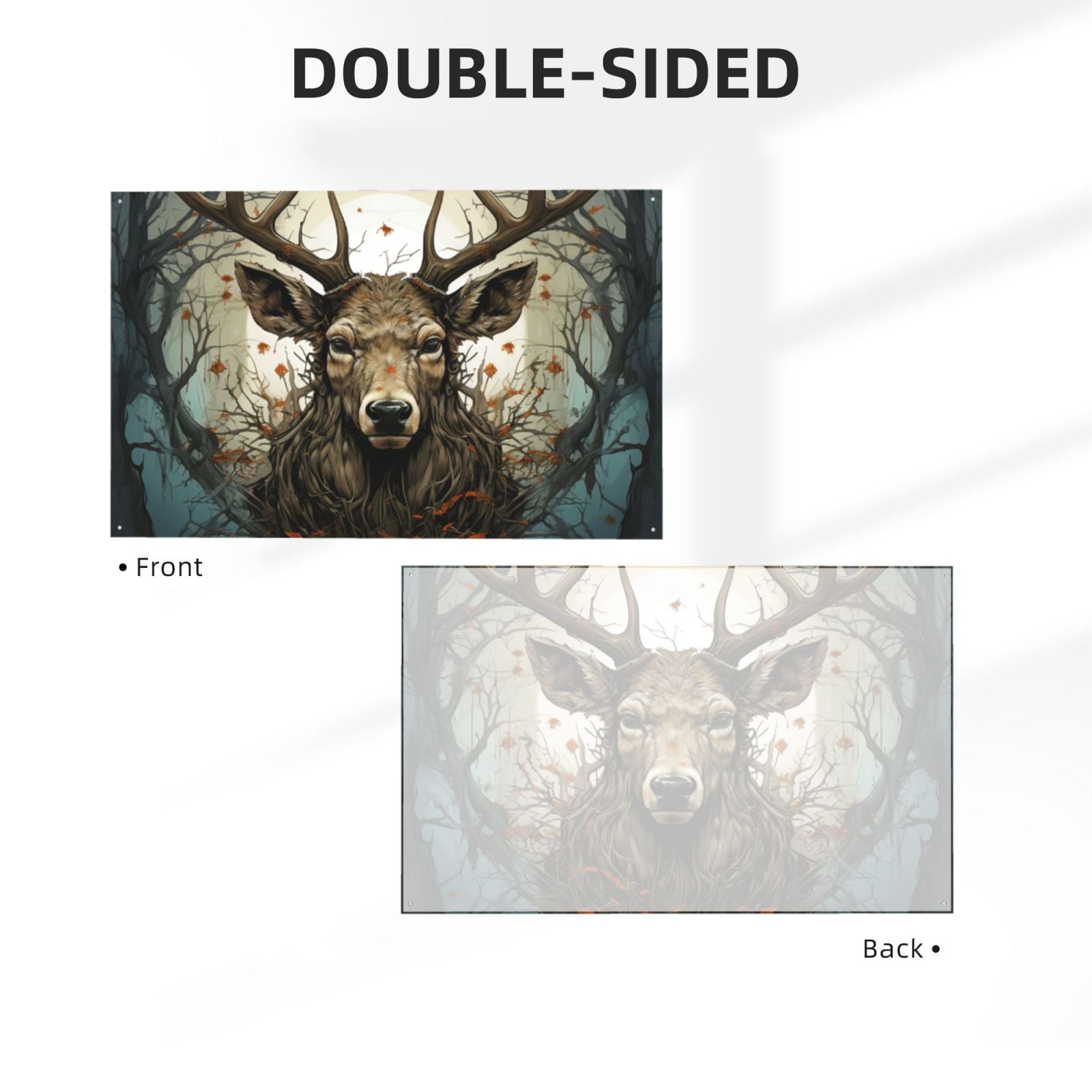Deer Antler Whitetail Four Hole Decorated Banner Flag for Garden Yard Home Decoration Indoor Outdoor 4x6 Ft