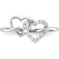 thumbnail image 5 of Sterling Silver Rhodium Plated Diamond Double Heart Ring (Size 7) Made In India qr5607-7, 5 of 5