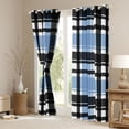 thumbnail image 3 of Homewish Vintage Grid Pattern Blackout Curtains Set of 2 (52x84 Each),Geometric Checkered Plaid Window Curtains,Blue Black Curtains and Drapes For Girls Boys,Luxury Bedroom Decor, 3 of 6