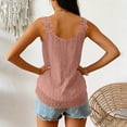 thumbnail image 7 of Qiopertar Women's Sleeveless Boho Chiffon Tank Top Casual Round Neck Lace Ruffle Floral Strap Summer Beach Vacation Comfy Blouse, Pink L, 7 of 7