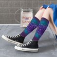 thumbnail image 4 of Bixox Purple and Green Glitter Patterned Men's and Women's Knee Socks High Socks Outdoor Sports Socks, 4 of 5